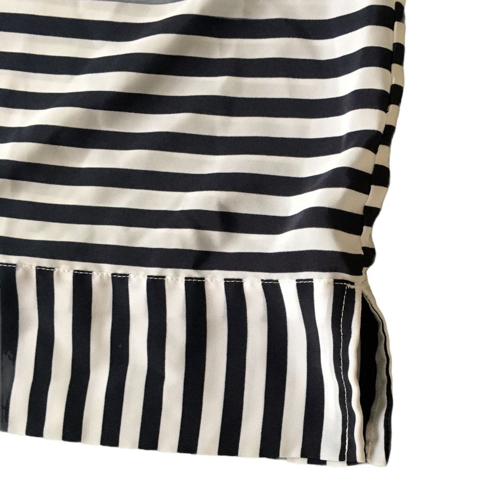 CJ Banks Striped Blouse Top Navy Blue & White Plus Size 3X Short Sleeves Light - Picture 5 of 9